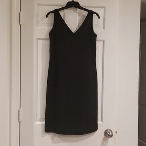 Black v-neck and v-back dress 2